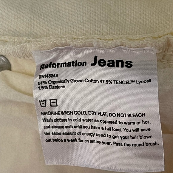 Reformation Mid Rise Skinny Jeans Ivory Size 26 - Picture 10 of 10